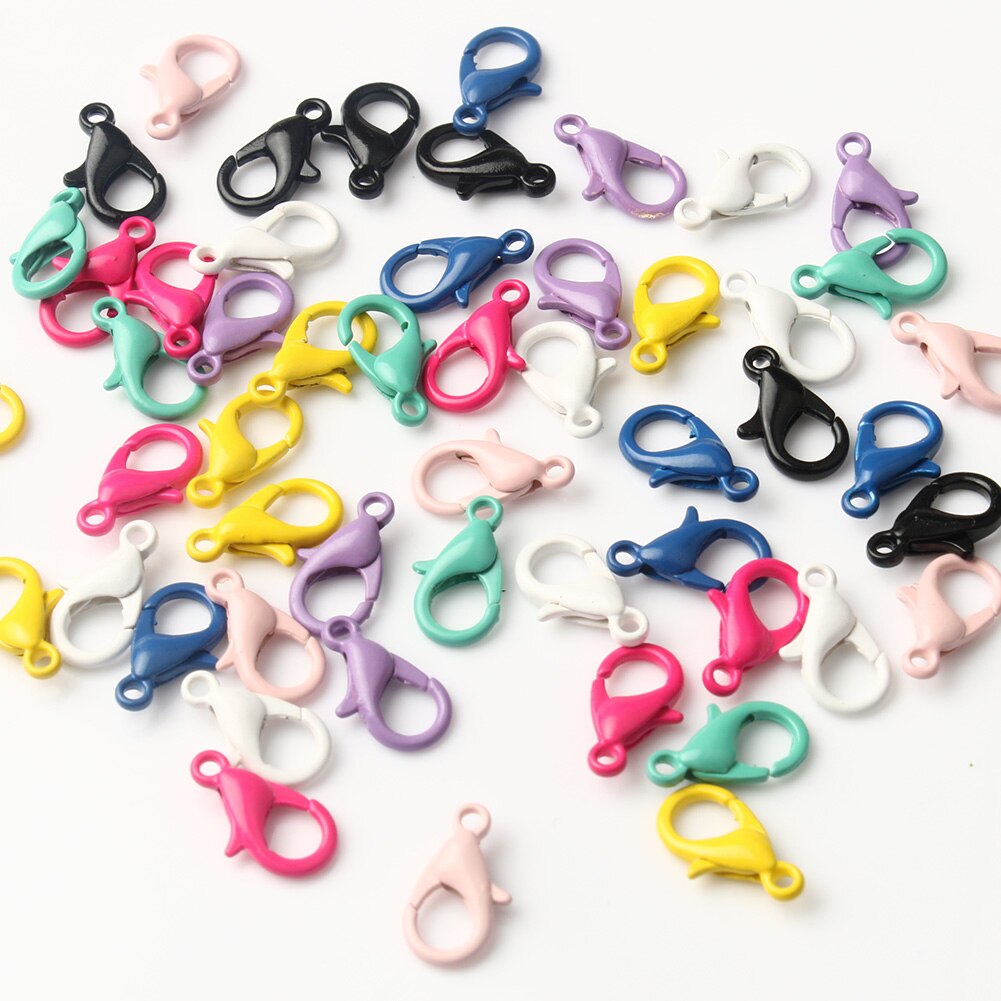 Ganchos de broche de langosta de aleación, accesorios de joyería para hacer joyería DIY, collar, pulsera, cadena de 10 12 14mm, Color dorado y plateado, 50 unids/lote