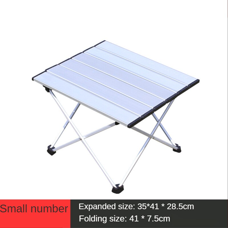 Outdoor Lightweight Aluminum Alloy Folding Table Camping Portable Barbecue Table Self-driving Fishing Table Camping Table: Silver small