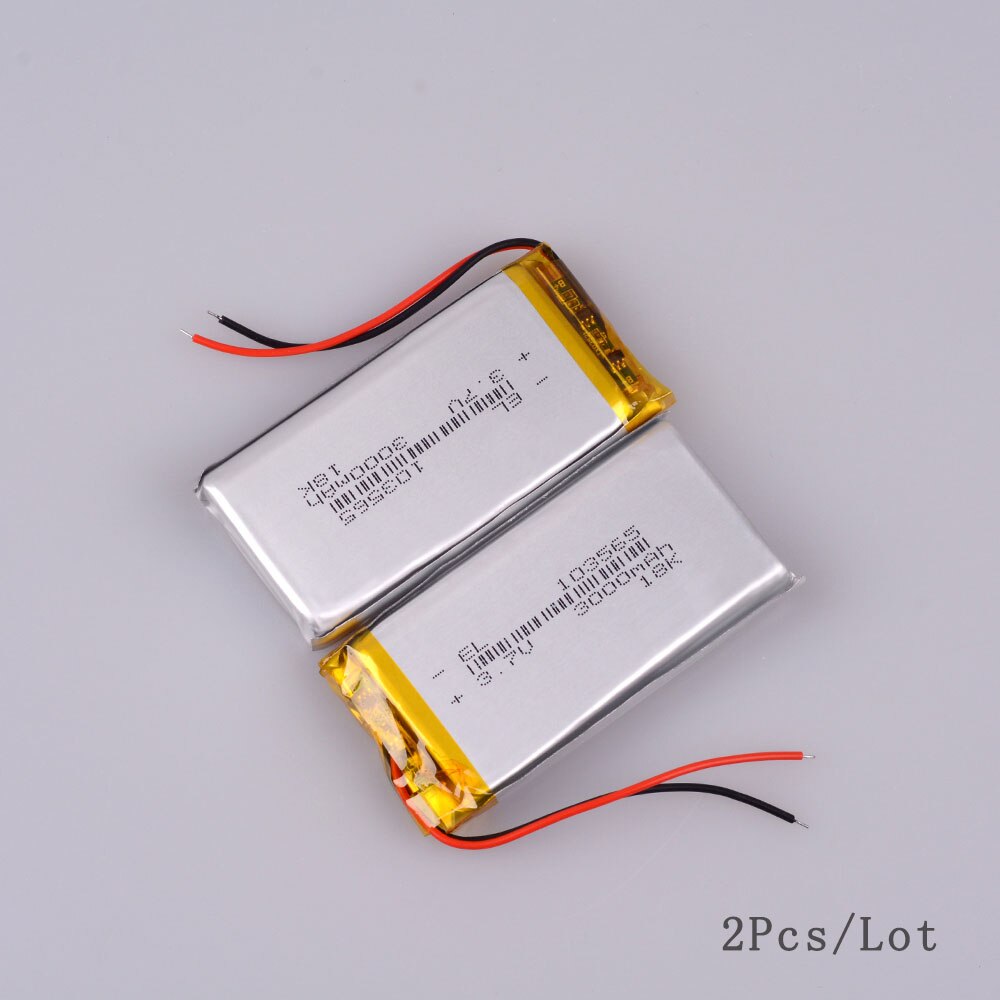 103565 3.7v 3000mAh li-ion Lipo cells Lithium Li-Po Polymer Rechargeable Battery interphone Mobile devices Bluetooth speaker: 2PCS