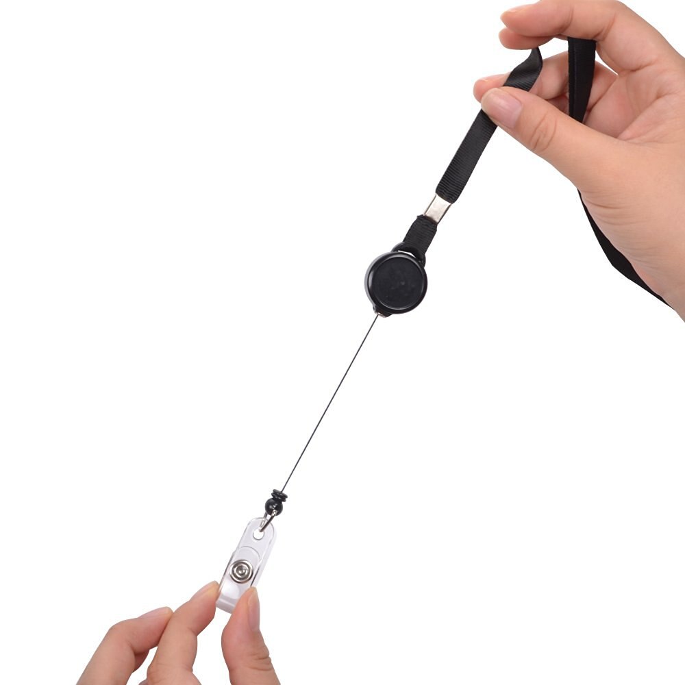 Black Color Retractable Lanyard Neck Strap Band for Business ID Badge Card Holders (3 Pcs black)