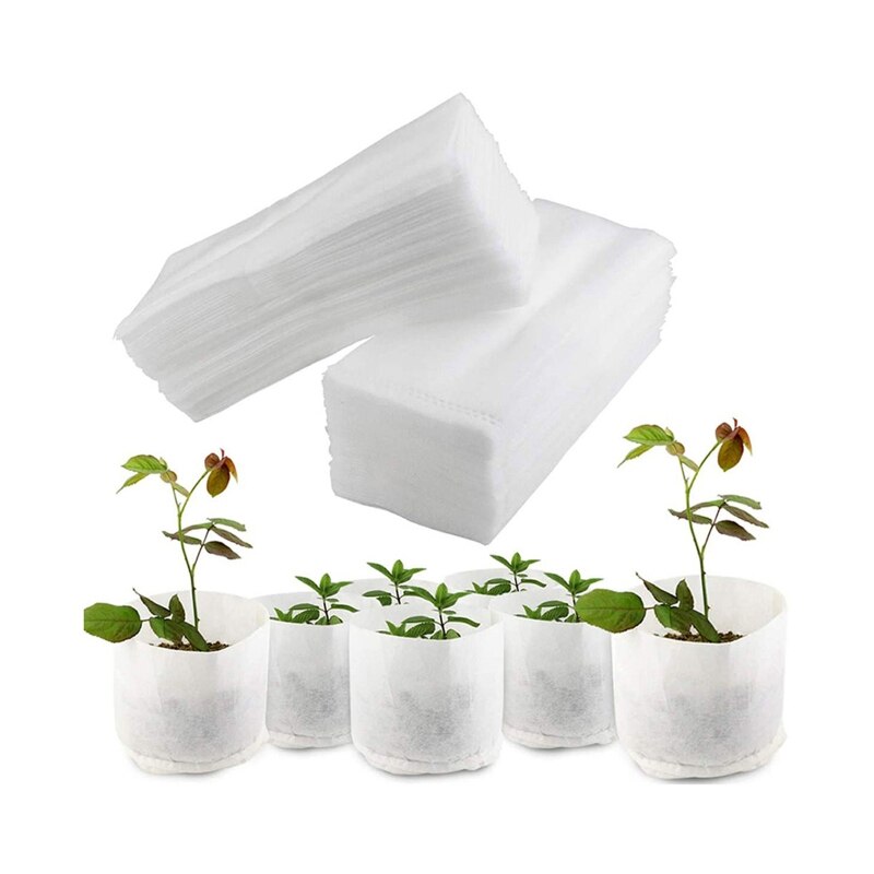 Bolsas de siembra para plantas de vivero, tejido no tejido reciclable respetuoso con el medio ambiente, macetas para cultivo de plantas, suministros de jardinería para balcón al aire libre, 100 piezas