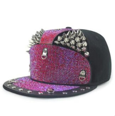 Siloqin Mannen Vrouwen Hip Hop Caps Novelty Diamanten Ingelegde Hoofdtooi Decoratie Platte Rand Hoed Trend Liefhebbers Baseball hoeden: Color-5