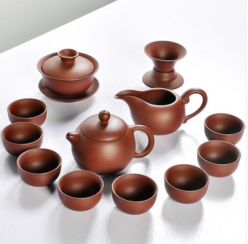Ceramic Yixing Purple Clay Tea Set Kung Fu Pot Infuser Xishi Gaiwan Teapot Serving Cup Teacup Chinese Drinkware: Set F