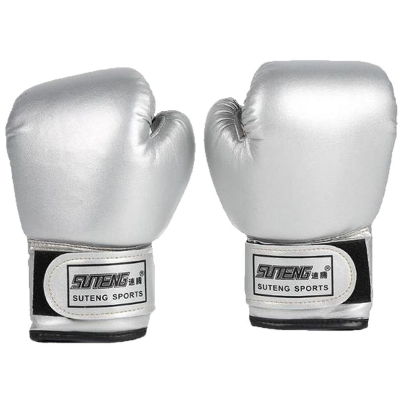 3-10 år børn boksehandsker til børn børn ungdoms boksesæk kickboxing muay thai luffer mma træning sparring handsker: Sølv