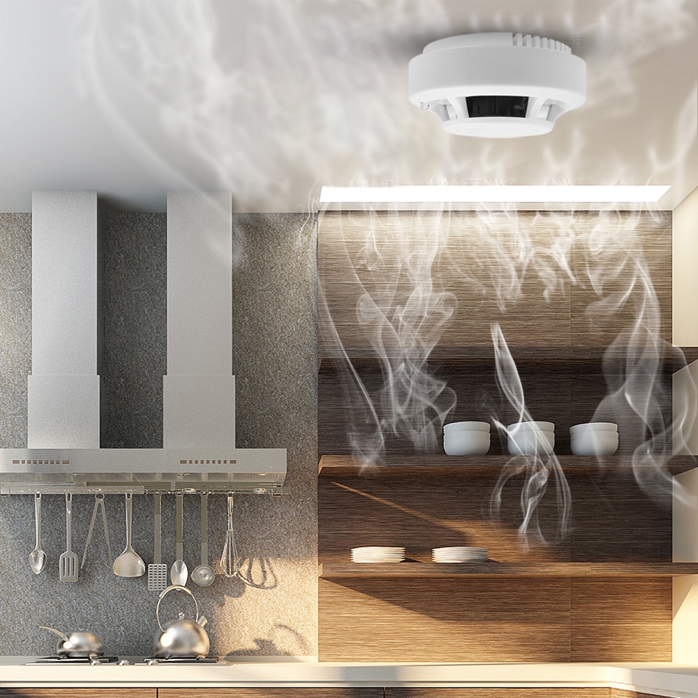 Røg branddetektor følsom uafhængig alarm hjem sikkerhed trådløs alarm røgalarm sensor brand udstyr