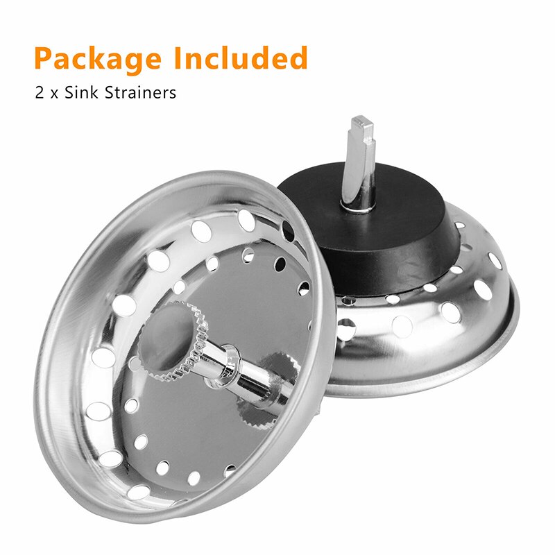 2PCS Kitchen Sink Disposal Strainer Anti-Clogging Stainless Steel Waste Plug Drain Filter Sieve Stopper Strainers Basket Filter