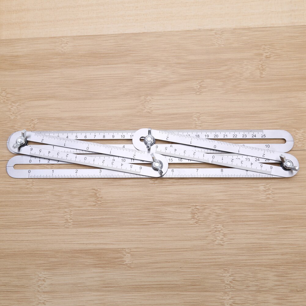 Foldable Ruler Multi-Angle Template Rulers Tool Stainless Steel Measuring Tools Four-Sided for Builders Handymen Craftsmen