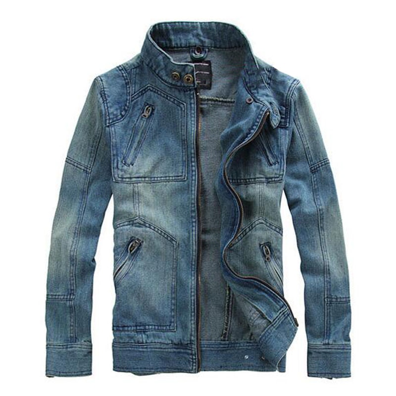 Utländsk manlig jeansjacka avtagbar huva herr jeansjacka jeansjacka jeans storlek m -5xl