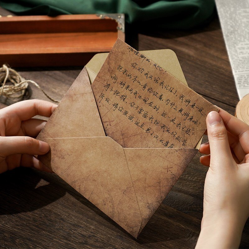 10pcs/pcak Retro Envelope Kraft Letter Paper Vintage Writing Paper A5 Window Envelopes Wedding Invitation Envelope Envelope