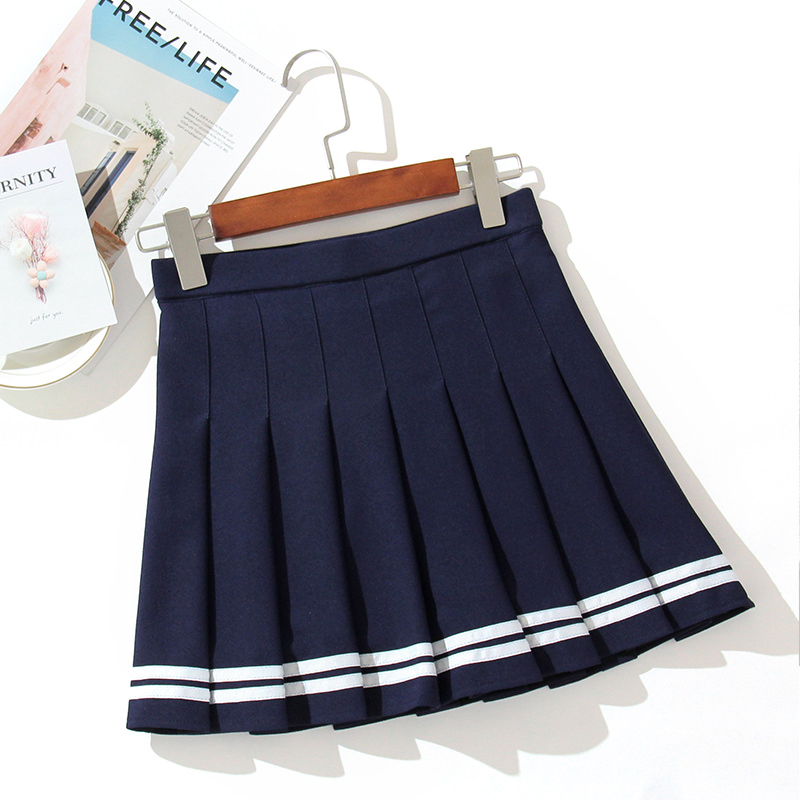 Faldas de cintura alta para mujer, minifalda a cuadros plisada a rayas con cintura elástica, estilo coreano inglés Y2k: L / Beige