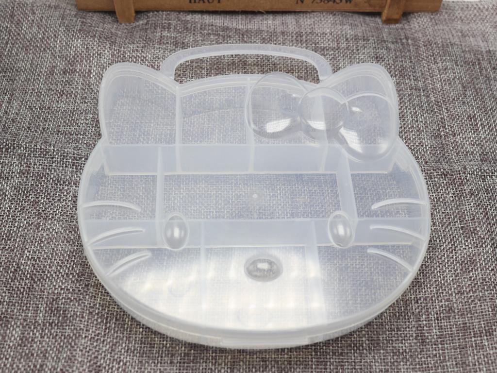 Klar Kunststoff Organizer fallen Fächer Schmuck Perlen Anzeige Lagerung Kasten: 6 Katze Kopf 160X150mm