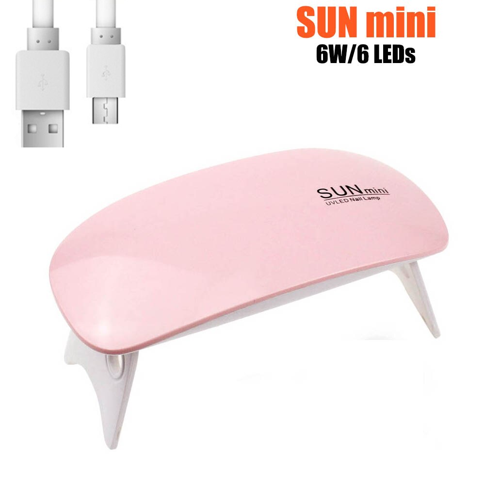 Lámpara UV LED para secado de uñas, lámpara secadora de uñas con luz de 120W/48W, para secado de barniz de Gel, con 30 Uds. LED, secado rápido, máquina para uñas con fondo de pies: sunmini-6w-pink