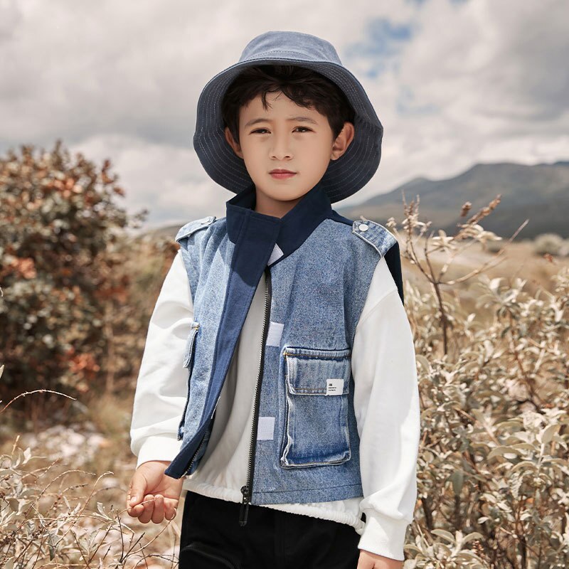 ¡Novedad de Otoño de ! Chaqueta de punto para niños, chaleco sin mangas, chaleco vaquero mediano y grande para niños, chaleco para niños: 5 años