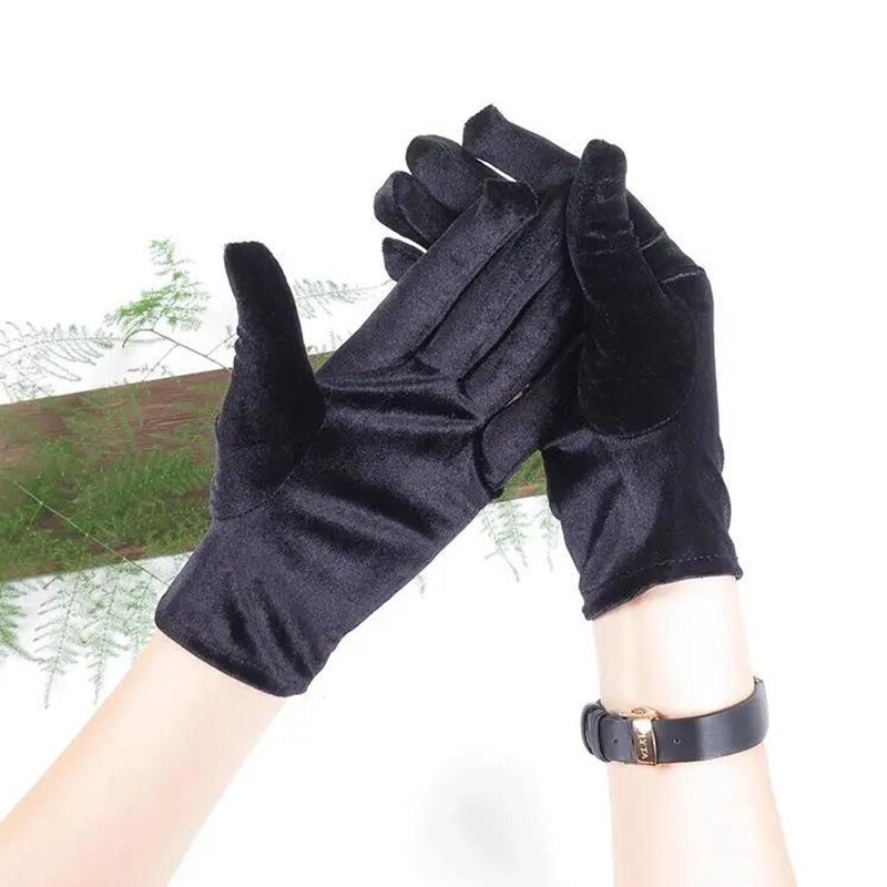 Guantes ajustados de terciopelo para mujer, Guantes elásticos de terciopelo, color morado, Burdeos y negro, para y Club