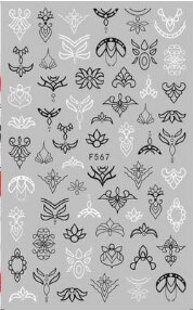 1 Vel Zwart Wit 3d Nail Art Stickers Bloemen Bladeren Geometrie Nail Stickers Nagel Folie Nagels Art Nail Decoratie Nail art: F567