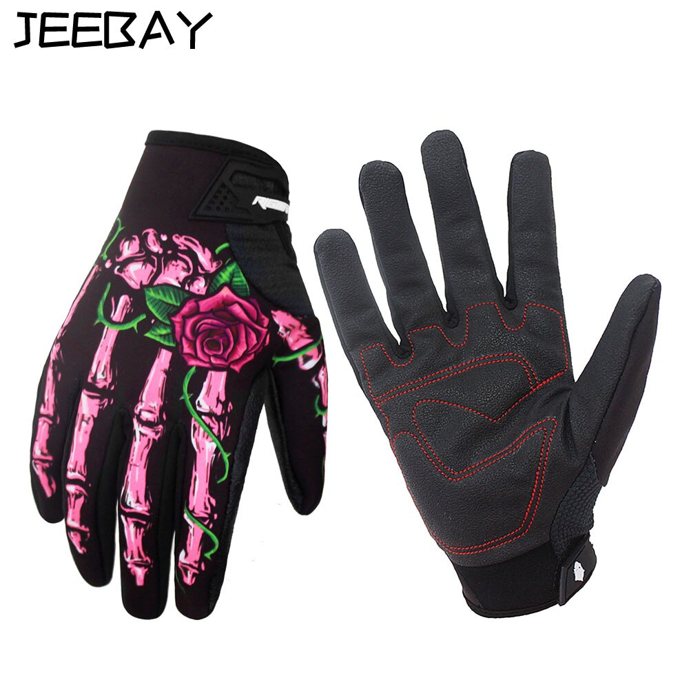 Screen Touch Summer Winter Ghost claw rose Women Motorcycle Gloves Full Finger Outdoor Motorbike Protective Breathable Glove: red / M