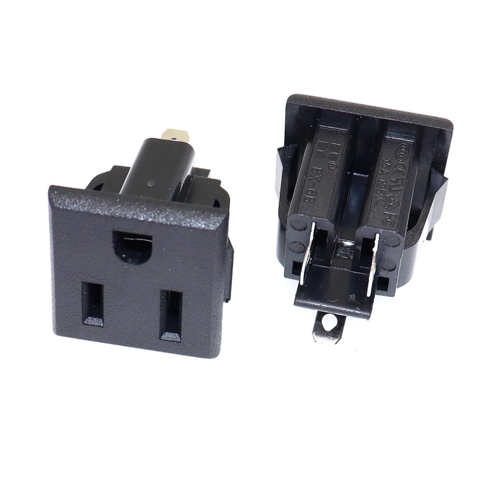 10PCS Chassis Female 3PIN AC US Nema 5-15R Inline Socket Plug Adapter Industrial Power Connector Power Supply Output Outlet