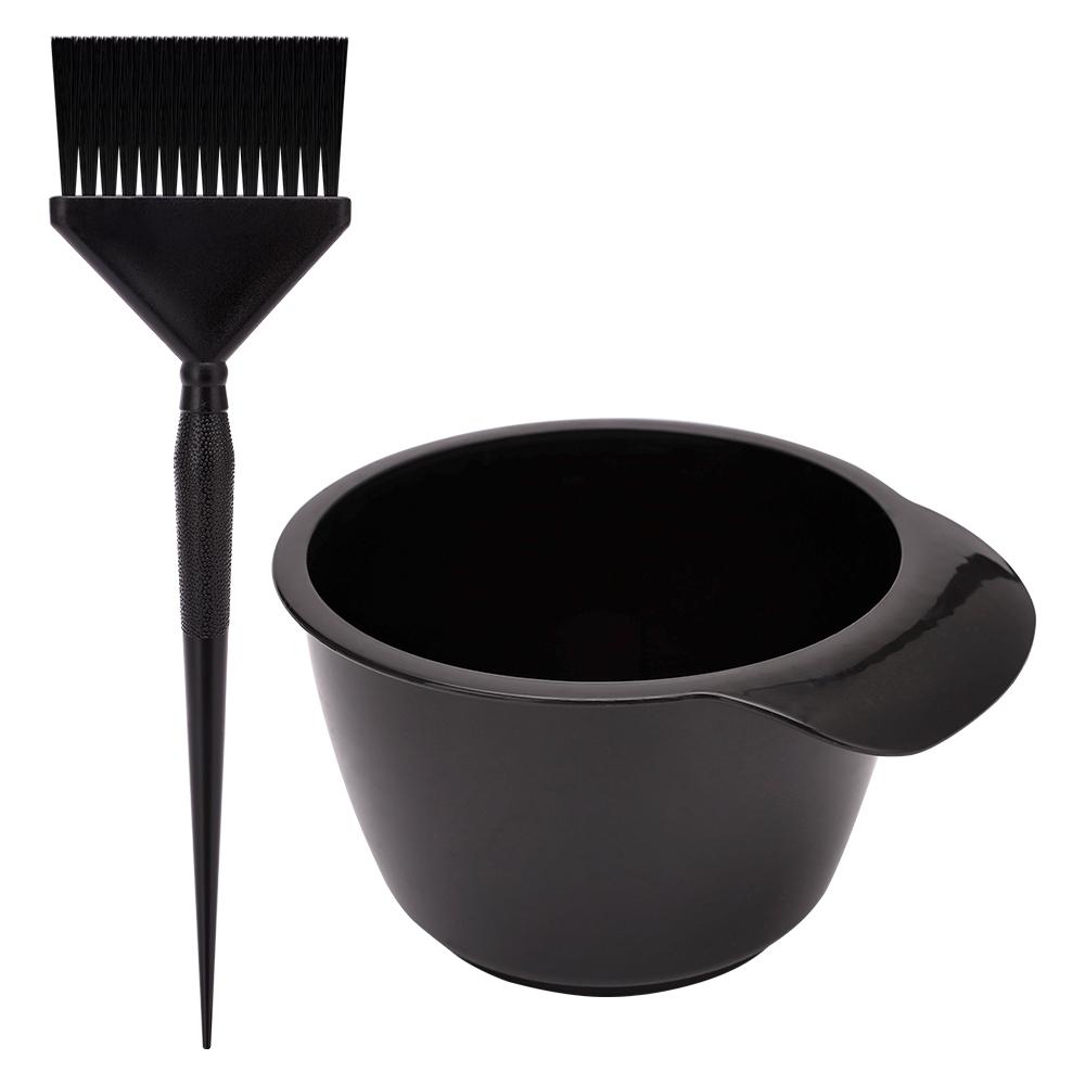 Juego de 3 uds/2 uds de tinte para el cabello , tazón de cepillo de Color, mezclador de tinte para el cabello, tazones para mezclar colorantes, herramientas de estilismo de peluquería: Negro