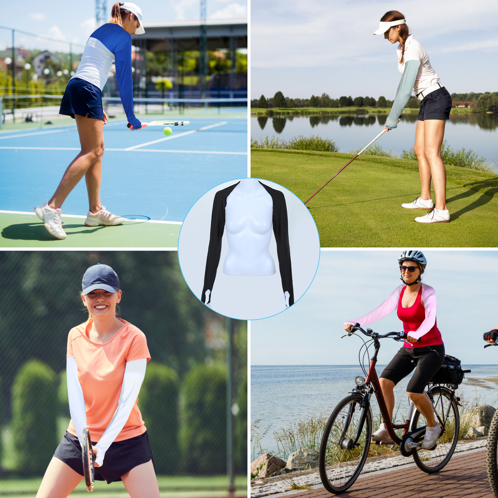 Ladies Shawl Cuff Gloves Golf Sports Cycing Sleeves Ice Silk Sunscreen Summer UV Sun Protection Clothing for Outdoor Activities