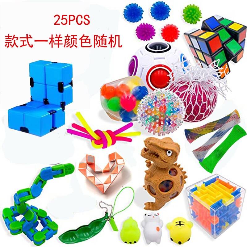 Fidget Sensory Toy Set Stress Relief Toys Autism Anxiety Relief Stress Pop Bubble Toysn for Adultssensory Decompression Artifac: GMK-37