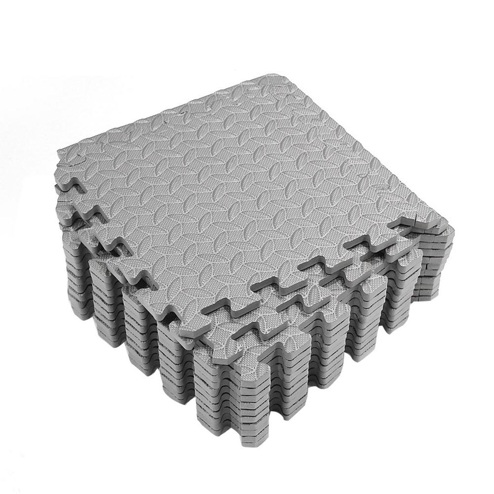 Esteras de espuma para ejercicio, esteras de suelo para gimnasio, baldosas entrelazadas: Gray