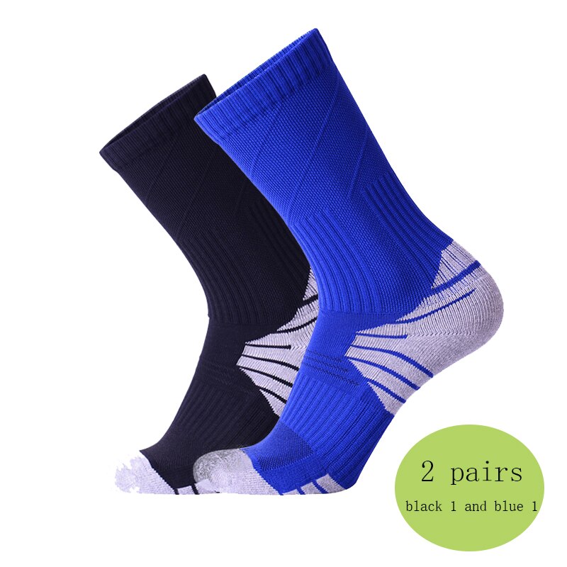 2 pary fluorescencyjny zielony skarpety rowerowe mężczyźni kobiety jazda na zewnątrz rower skarpety sportowe bieganie koszykówka skarpety sportowe: black 1 blue 1