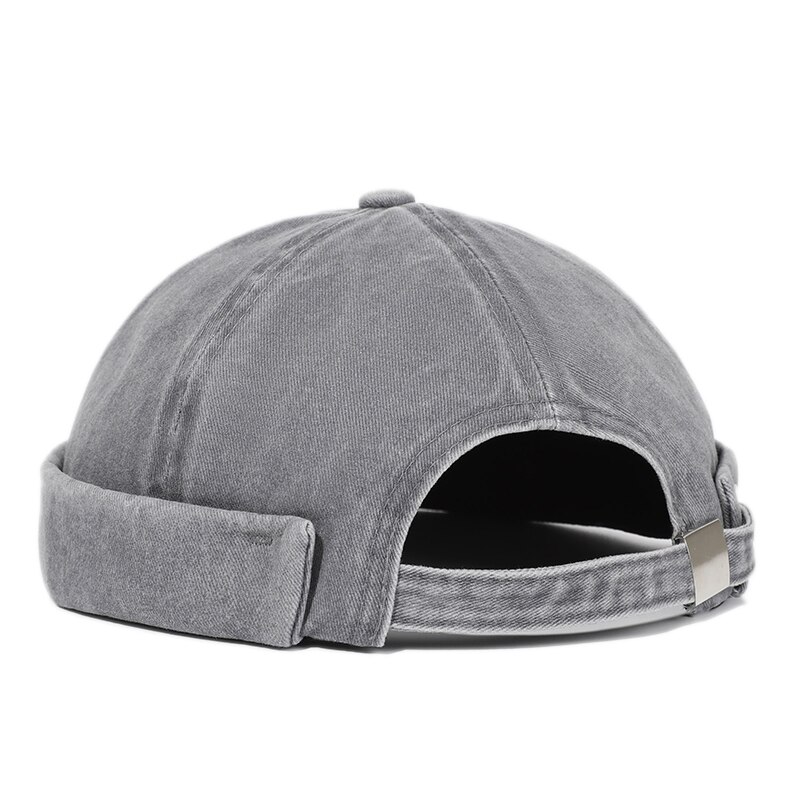2022 Lente Zomer Mannen Sailor Hoed Beanie Solid Kleur Pier Hoed Mannen Mode Meloen Lederen Hoed Straat Hip hop Hoed Wrap Hoofd Hoed: LIGHT GRAY