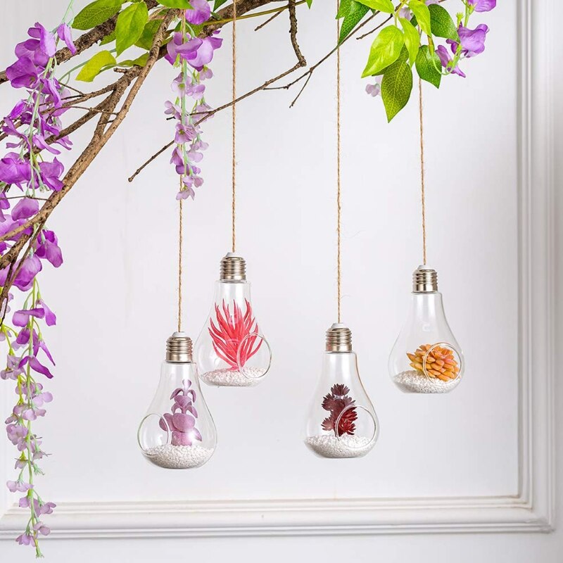 Jardinière suspendue en verre, porte-plantes suspendus en forme d&#39;ampoule, Pots de fleurs, Globe en verre suspendu de Terrarium