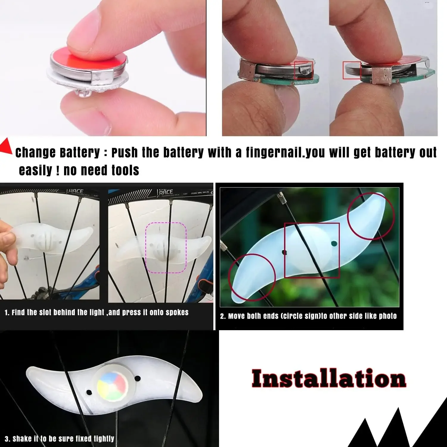 Luz LED para rueda de bicicleta, 3 modos, luz de radios para rueda de bicicleta, impermeable, advertencia de seguridad, accesorios para bicicleta fáciles de instalar