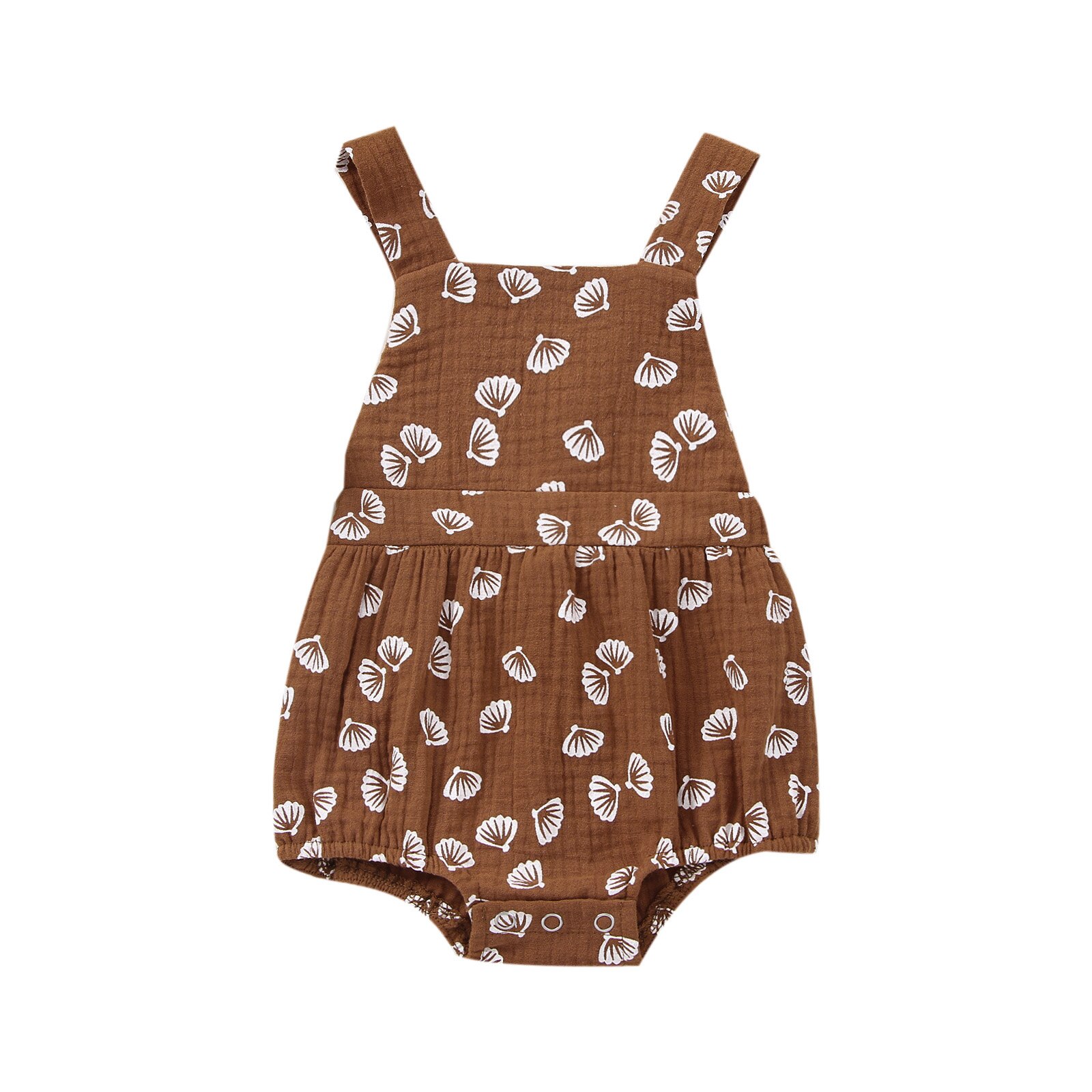 Barboteuse pour bébé de 0 à 24 mois, body imprimé coquille, sans manches, dos nu, sangle réglable, pour garçon et fille