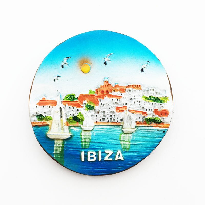 QIQIPP Spanish island of Ibiza sea-view tourist souvenirs hand-painted magnetic refrigerator paste tourist souvenirs