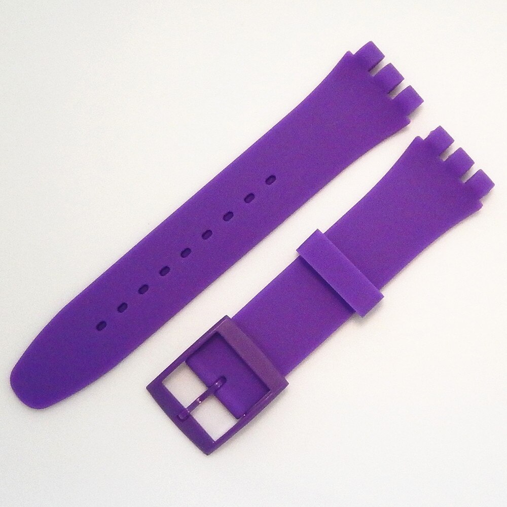 Correa de reloj para Swatch, accesorios de pulsera de silicona de goma, 17mm, 19mm, 20mm: S / Rojo
