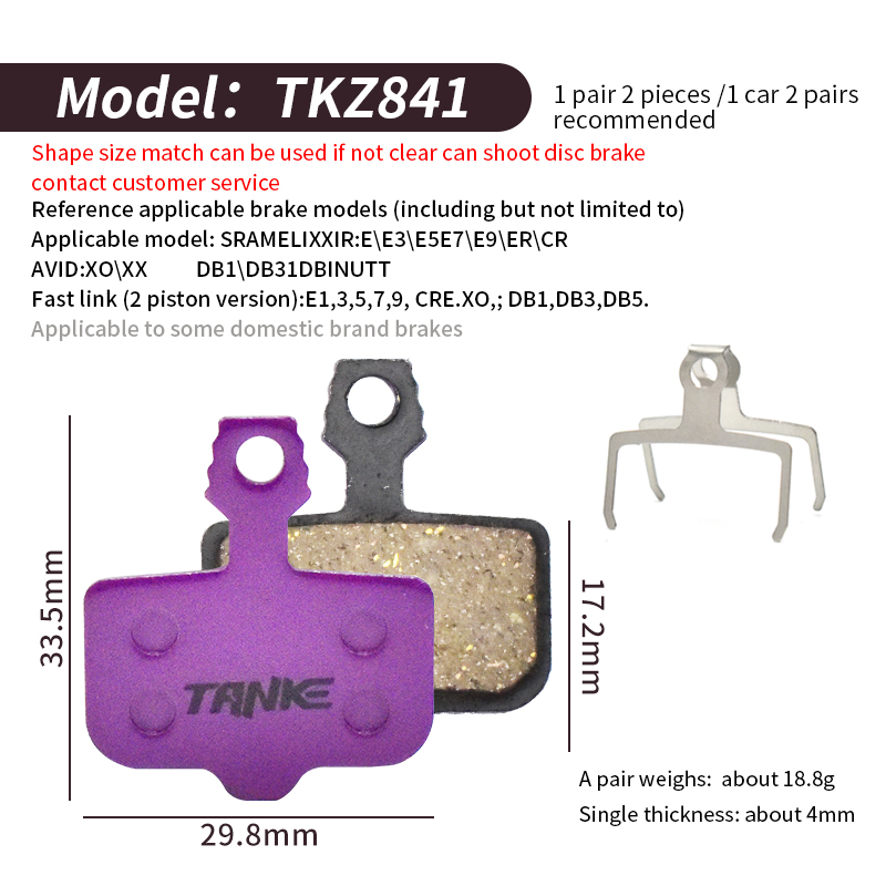 TANKE MTB Semi Metal BIke Brake Pads Quiet For Bicycle Disc Brake M8020 M6100 MT200 Guide Code E9 DB ER MT4/6 Cycling Bike Part: Orange