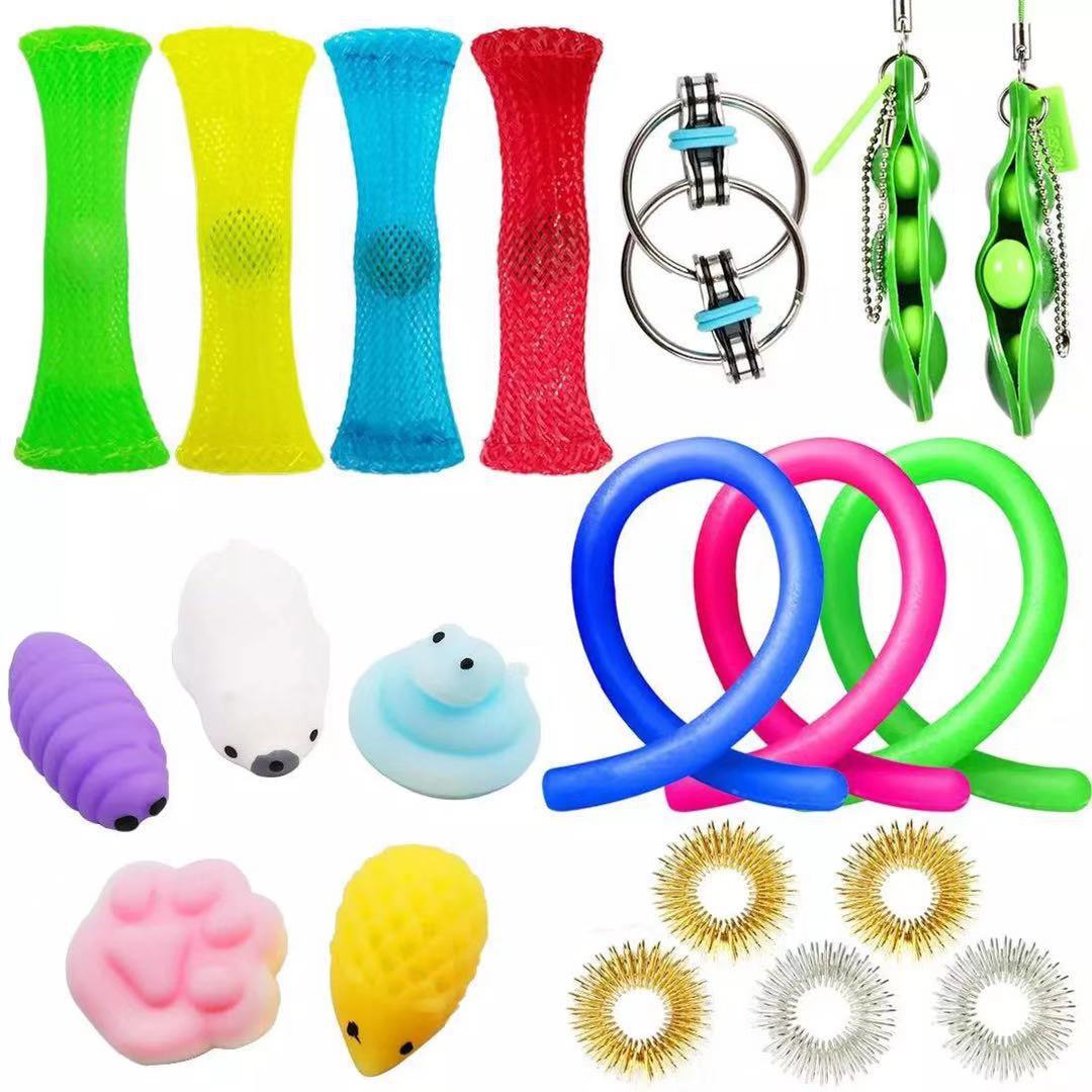 24 Pack Zappeln Sensorischen Spielzeug Set Stress Relief Spielzeug Autismus Angst Relief Stress Pop Blase Zappeln Sensorischen Spielzeug für Kinder erwachsene: 20PSC
