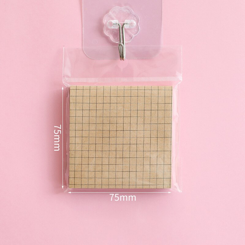80 Sheets Office Memo Pad Sticker Index Sticky Notes Eenvoud Kraftpapier Briefpapier Zelfklevende Plakken Blank Memorandum: Kraft Paper Grids