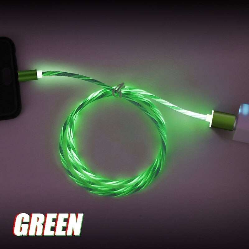 Magnetische Usb Kabel Lichtgevende Verlichting Kabel Voor Samsung A51 A71 A52 A72 A32 A21S A42 A31 A41 S21 S20 Fe s10 Note20 Ultra Plus A70: Green / for Micro usb