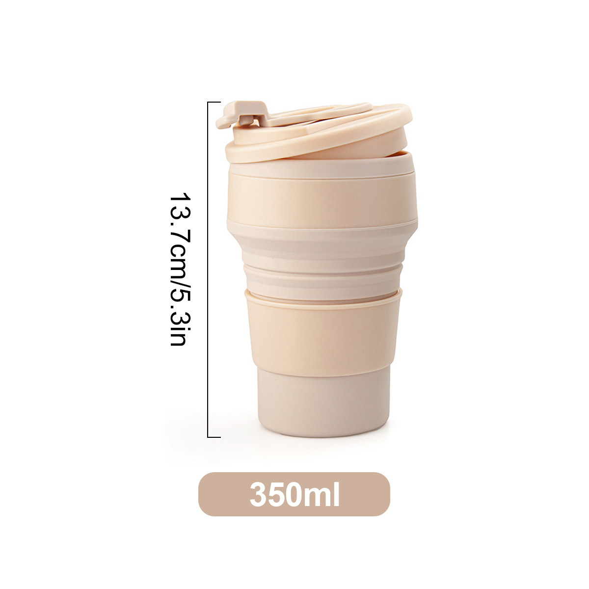 Leeseph sammenklappelig rejsekop, bærbar silikone drikkekrus med låg til vand, kaffe, drikkevarer til vandreture og picnic (350/500ml): Militærgrøn