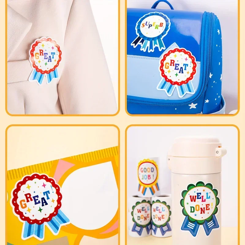 100pcs Big Reward Stickers 70mm Labels Praise Fun Chart Great Wow Super Job Well Done Nice Work for Kids Children Teacher Parent