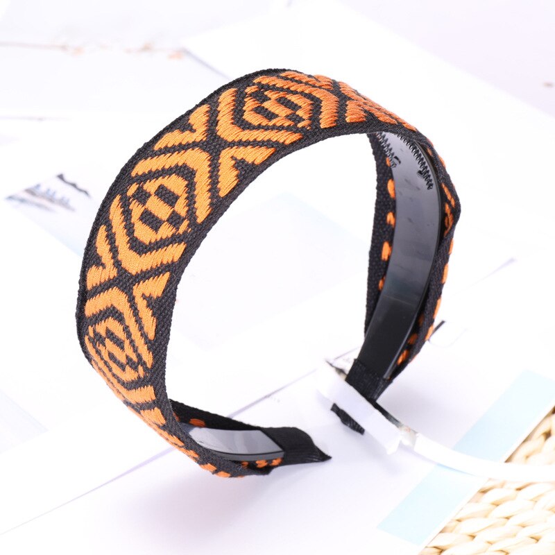 Südkorea Dongdaemun Kunling Promi Stil Breite Dicke Haar Bands Herbst Und Winter Neue Stil Elegante Stirnband Headba: Yellow Rhombus Webbing Tablet Hair Bands