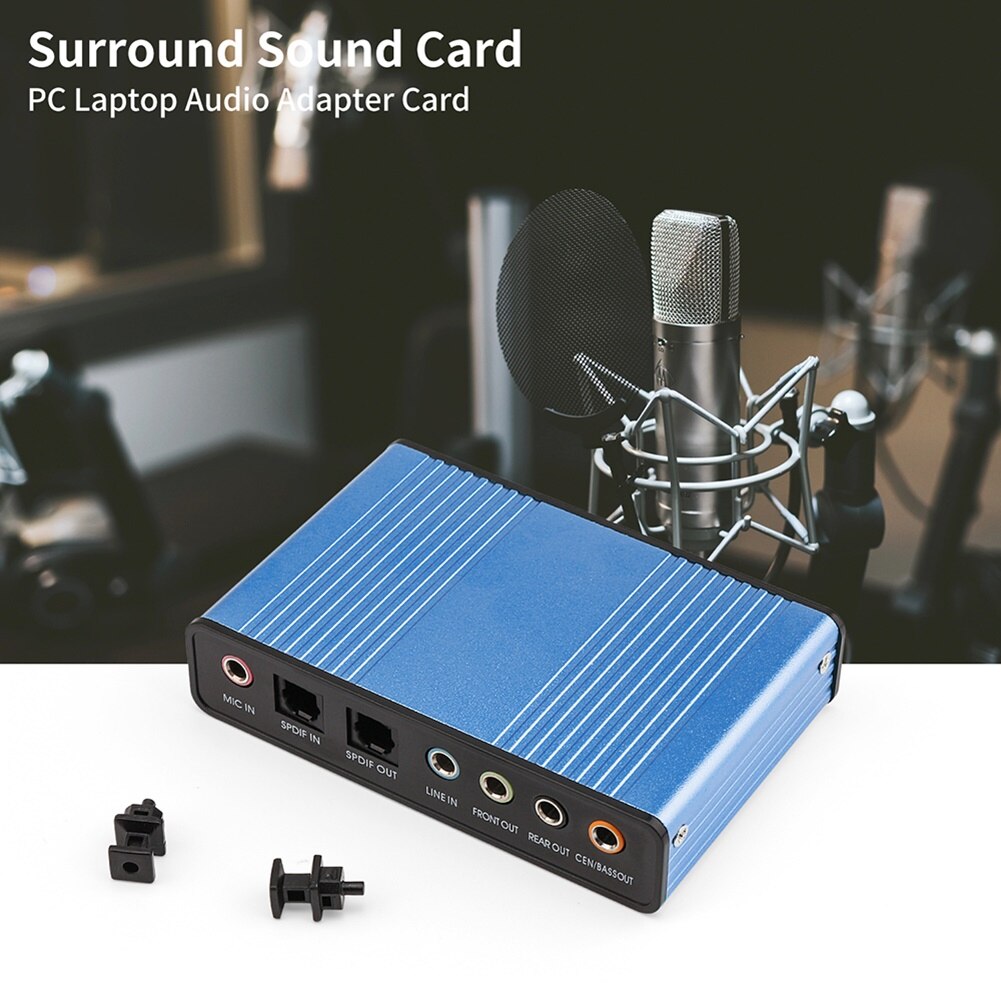 External 6-Channel 5.1 Audio USB Sound Card Adapter For Portable Computer Supports 4-Channel Sound Card Up to 48KHz