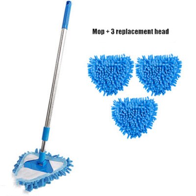 Triangle Dust Removal Mop Window Glass Mopping Lengthen Retractable Dust Brush Sweeping Wall &amp; Ceiling Tiles Household Cleaning: Total 4cloth