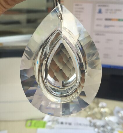 2 stks/partij 76mm crystal clear glas kroonluchter onderdelen suncatcher prism hanger kroonluchter onderdelen