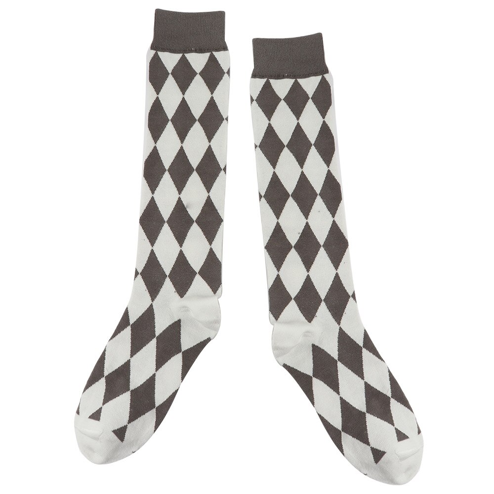 Girl JK Knee High Socks Stockings College Rhombus Plaid Knee Socks Women Keep Warm Female Sock Ladies Long Socks: A-grey