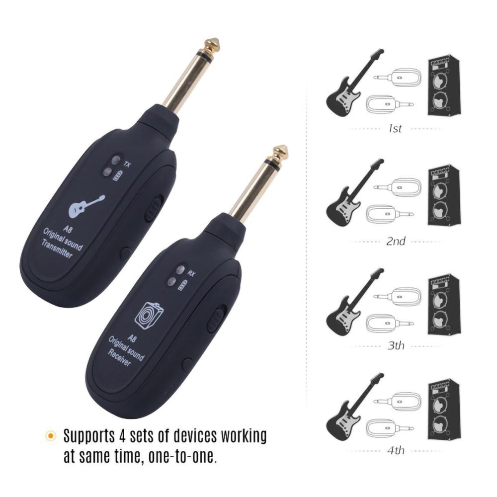 Wireless Guitar System Transmitter Receiver Built-in Rechargeable Built-in Wireless Rechargeable Guitar Transmitter