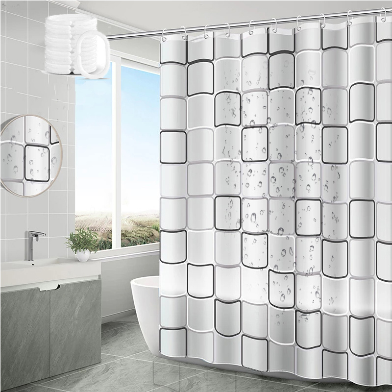 Wasserdichter Duschvorhang, schimmelresistent, langlebig, Badezimmer-Bildschirme mit Haken, moderne bedruckte Badewannenvorhänge, Badezimmer-Accessoires