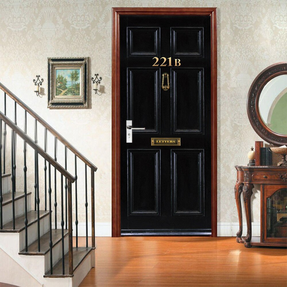 3D Door Stickers Retro European Door PVC Waterproof Wall Poster Stickers Self-Adhesive Mural Home Decor Decal Wallpaper Poster