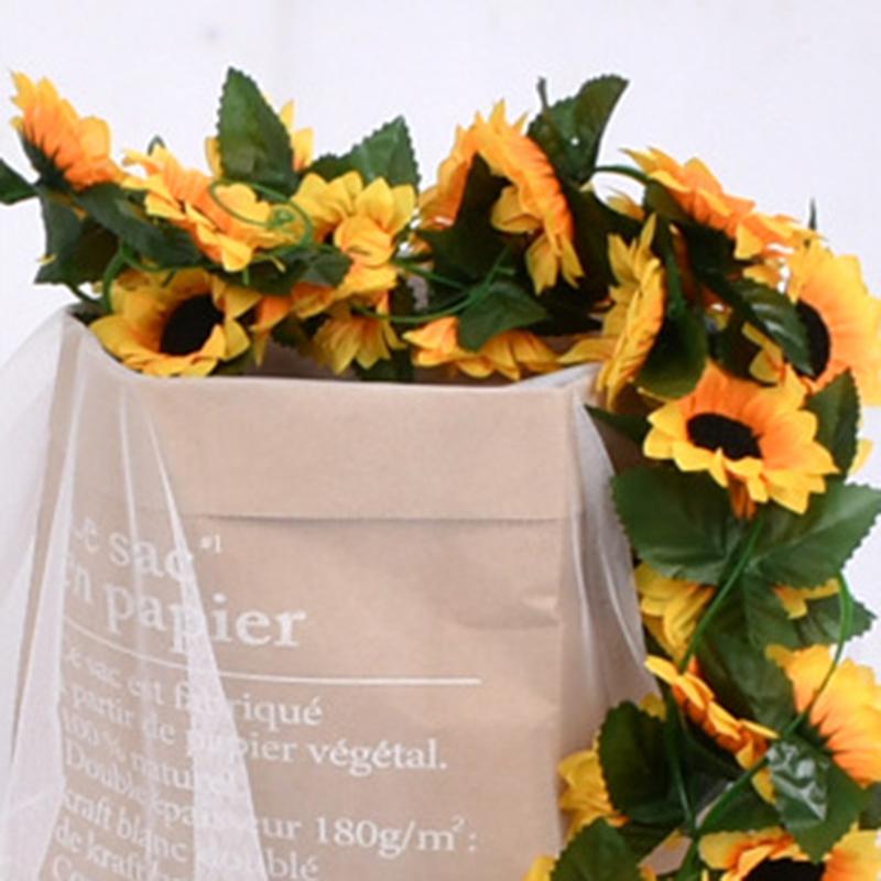 2,3 m simulierte Sonnenblumen-Dekoration, künstliche Rebe, gelbe gefälschte Seidenblume, Rebe plus Orchideenbaum, Hochzeit, Party, Hochzeitsdekoration