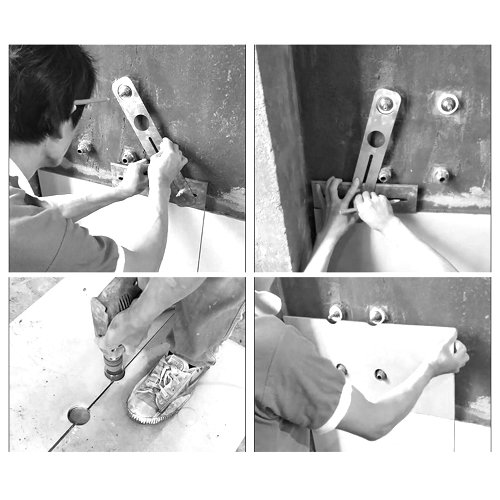 Ceramic Tile Hole Locator Stainless Steel Angle Ruler Finder Measuring Tiles Glass Fixed DIY Wood Tile Flooring Punch Tool