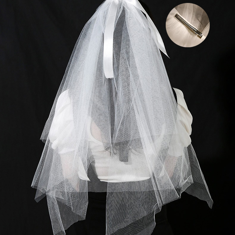 1 Uds. Velos de novia, pañuelo para la cabeza, velo blanco marfil, decoración para de cumpleaños y boda, accesorios para el cabello para cena de compromiso y despedida de soltera