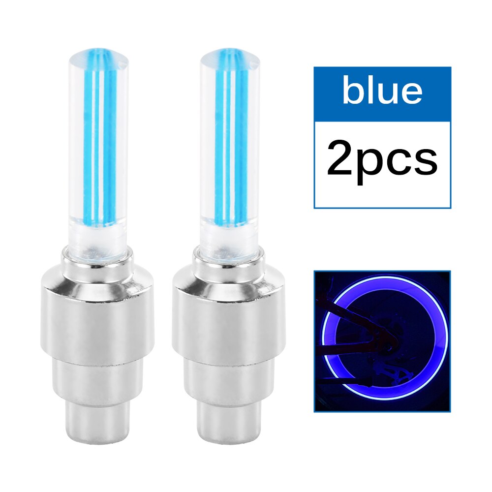 2 stücke Neon- Lichter Farbe Reifen Rad Ventil Kappe Licht LED Lampe Blitz Auto Reifen Ventil Kappen Luft Abdeckung Reifen Rand Ventil Rad Stengel Deckel: Blau